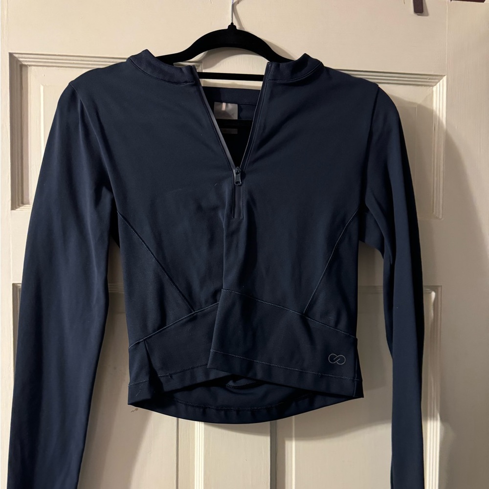 Calia navy cropped half zip